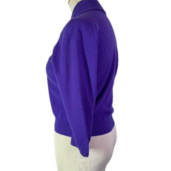 Vintage Fully Fashioned Minklam by Darlene Cropped Purple Cardigan Sweater Sz 38 - Picture 9 of 14